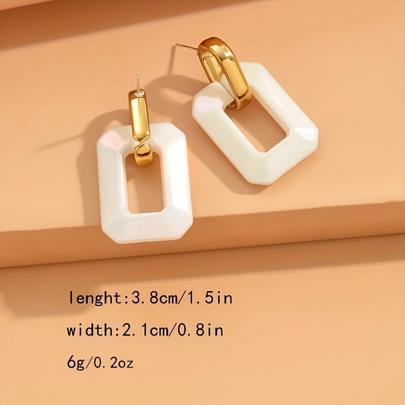 Acrylic Earrings Minimalist Style Studs with Golden Tone Hooks