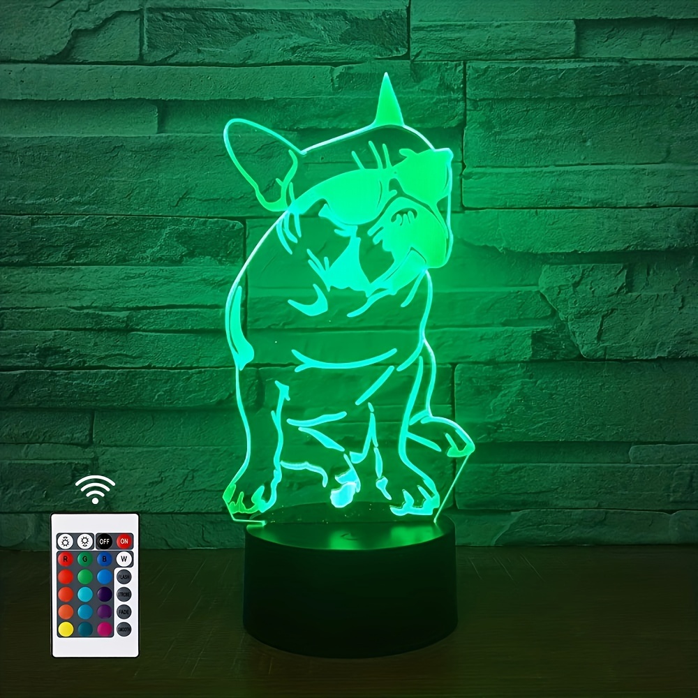1pc Französischer Bulldogge Hund 3D Nachtlicht, 16 Farben Wechselnde  Optische Täuschung Touch-Tisch-Schreibtischlampe, Perfekte Geschenke Für  Kinder