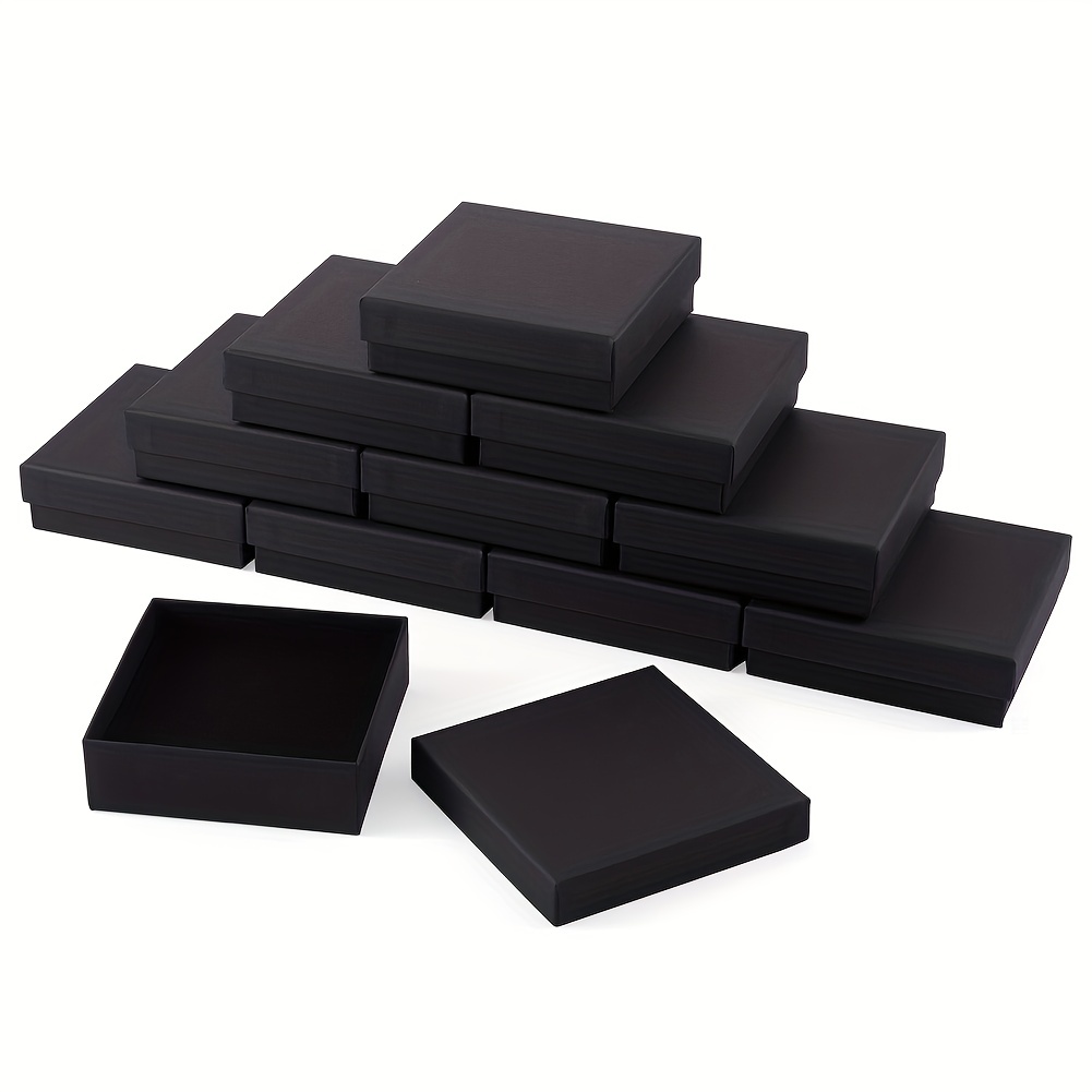 

18pcs 9.1x9.1cm/3.58x3.58in Square Black Kraft Cardboard Jewelry Box, Necklace Bracelet Earrings Ring Display Gift Box