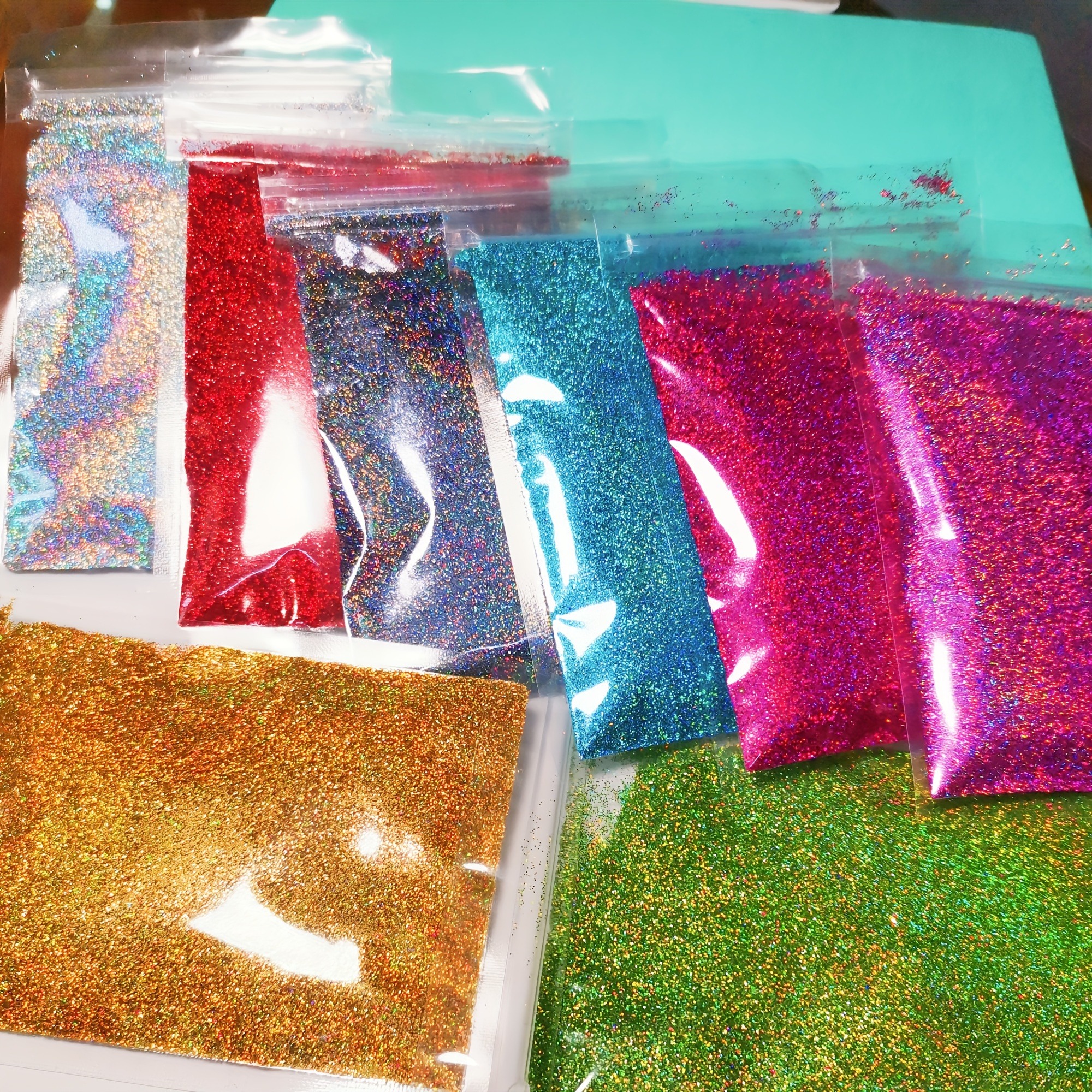 

14pcs/set(10g/bag, Color Non Repeating) Flash Iridescent Laser Flash Powder Set For Resin Handicrafts, Diy Handicrafts Surface Decoration, Christmas And Holiday Decorations