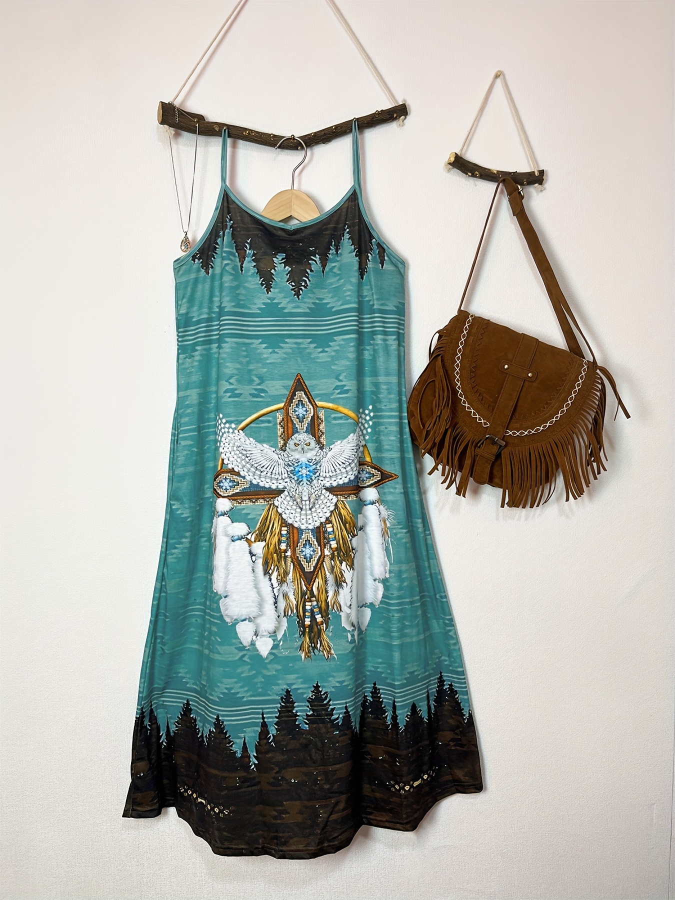 Tribal Print Cami Dress Boho V Neck Sleeveless Maxi Dress - Temu