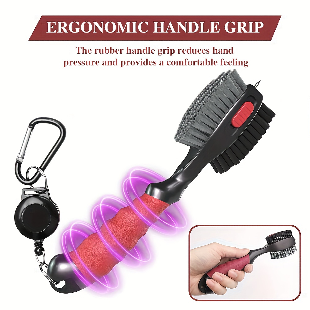HUAEN Golf Club Head Cleaning Brush, Stainless Steel & PP Material, Portable Cleaner with Magnetic Keychain, Durable Club Maintenance Tool