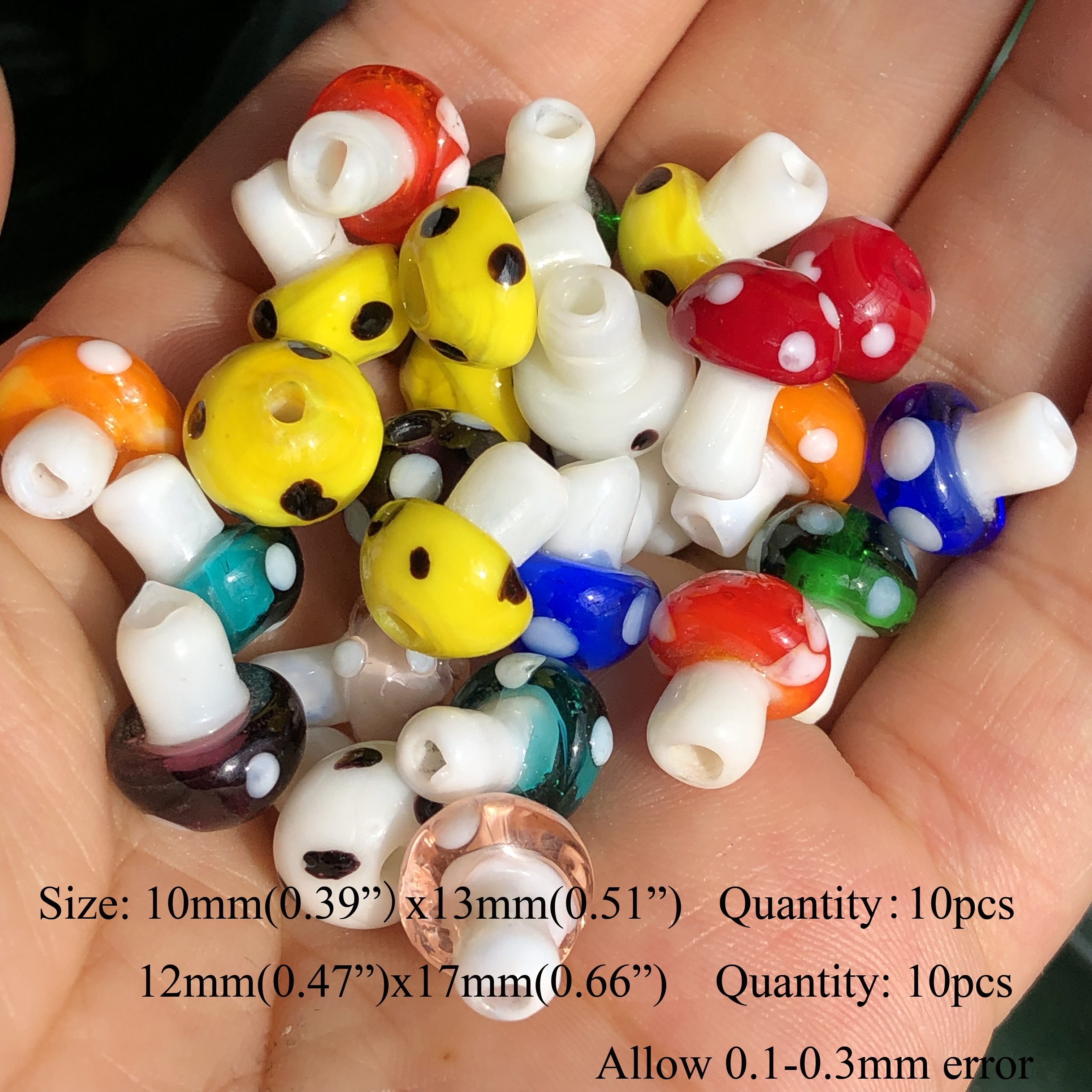 10pcs Red Mushroom Lampwork Glass Loose Beads For DIY Crafts Jewelry Making  Findings Accessories Earring 10x13mm 12x16mm