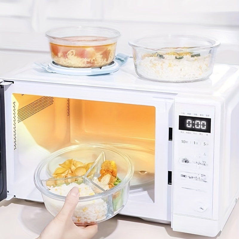 Microwave oven heating glass fresh-keeping box lunch box refrigerator bento  box transparent glass lunch box separated lunch box