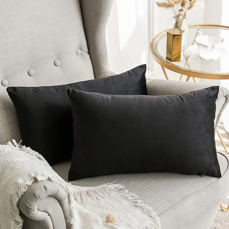 Velvet Soft Solid Decorative Square Throw Pillow Covers Set - Temu
