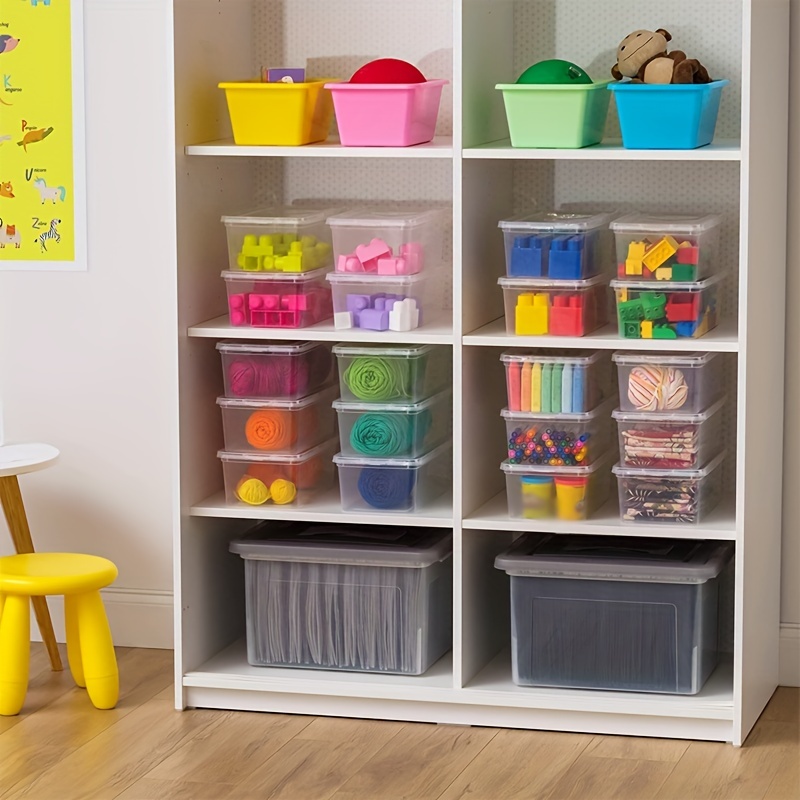 Plastic Storage Bins With Latching Lids Stackable - Temu