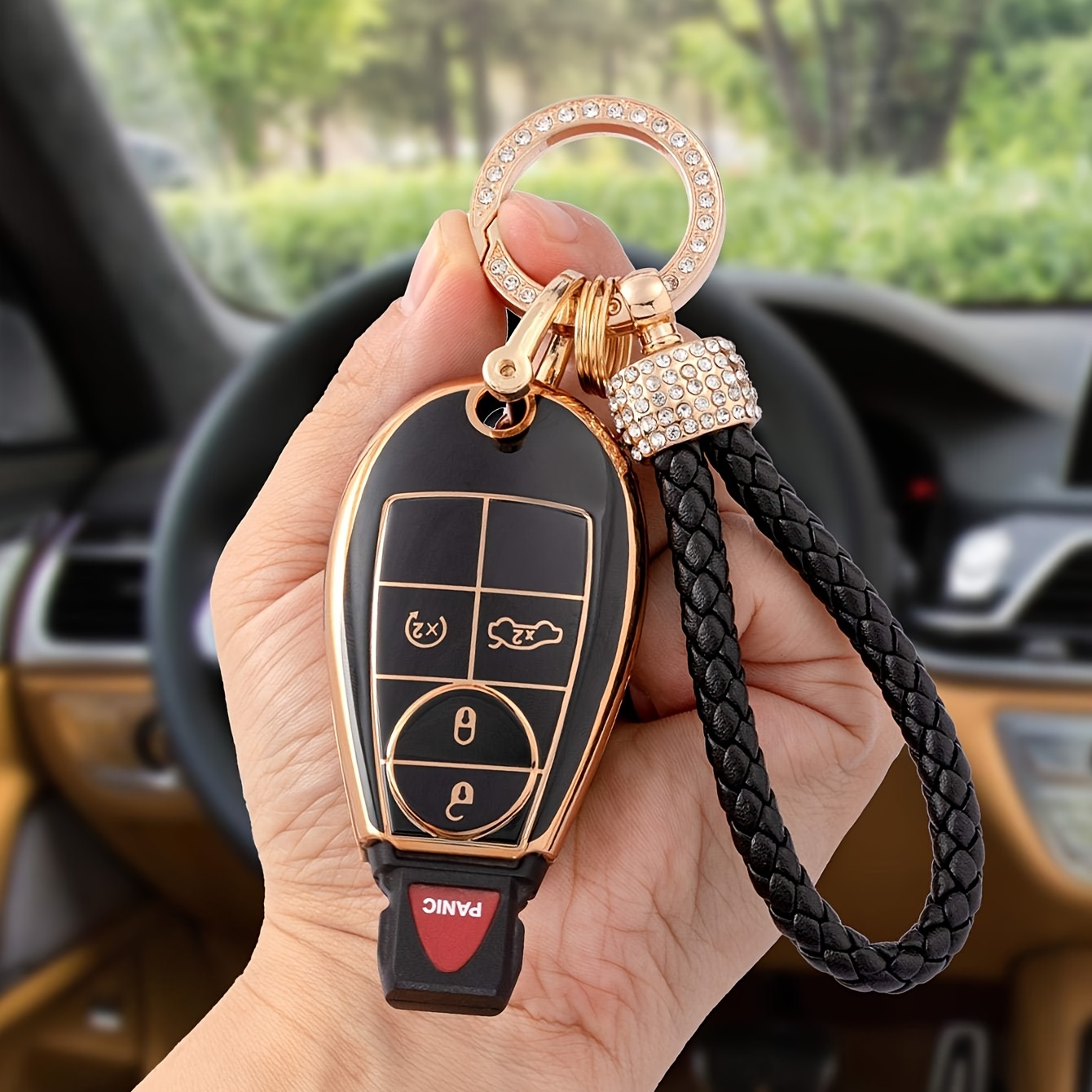 For Toyota Special TPU Soft Shell Creative Key Shell + Leather Rope Key  Chain Set With Screwdriver For Toyota Straight Four-button Car Key