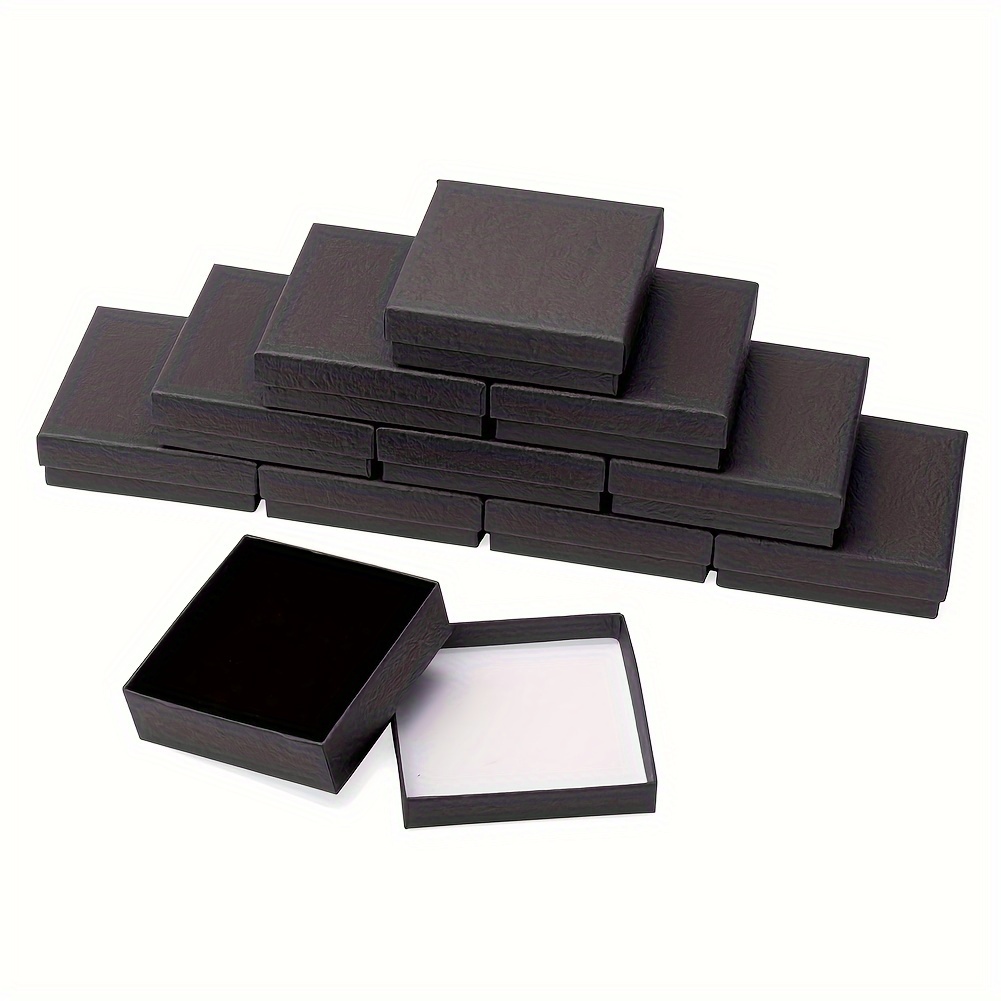 24pcs Cardboard Sponge Inside Jewelry Set Boxes, Upscale Black Rectangle  3.54x2.72x1.06inch For Jewelry Packaging Display Storage Valentine's Day  Gift