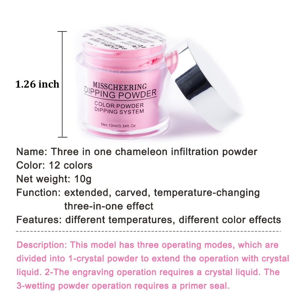 12 Colors Temperature Changing Dipping Powder Nails Set, Dip