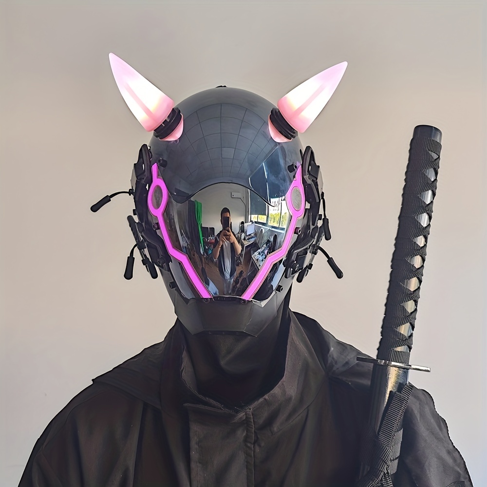 NEW Cyberpunk Helmet Mask with Light Halloween Helmet Cosplay Cyberpunk  Costume