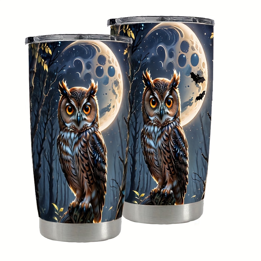 Owl Coffee Tumbler Insulated Travel Cup With Lid 20oz Cute Owl Things For  Owl Lovers Floral Flower Animal Print Mug Birthday Present For Teen Girls  Stainless Steel Tumblers 