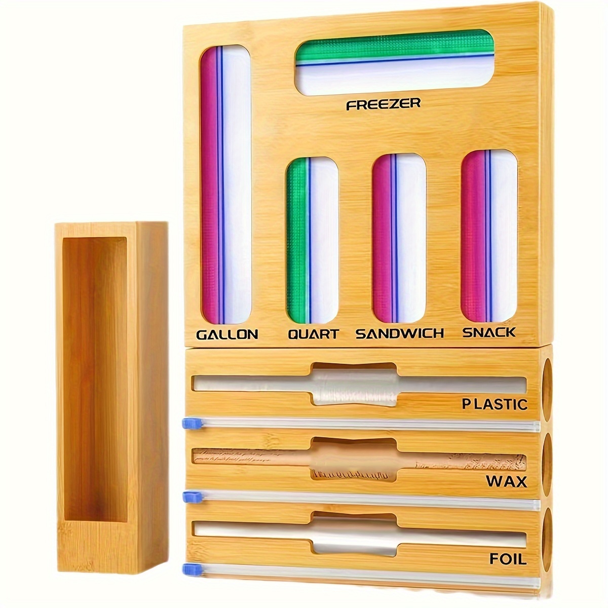 1pc Porta Sacchetti Di Plastica, Organizzatore Di Pellicola Di Plastica  5-in-1 Con Taglierina, Porta