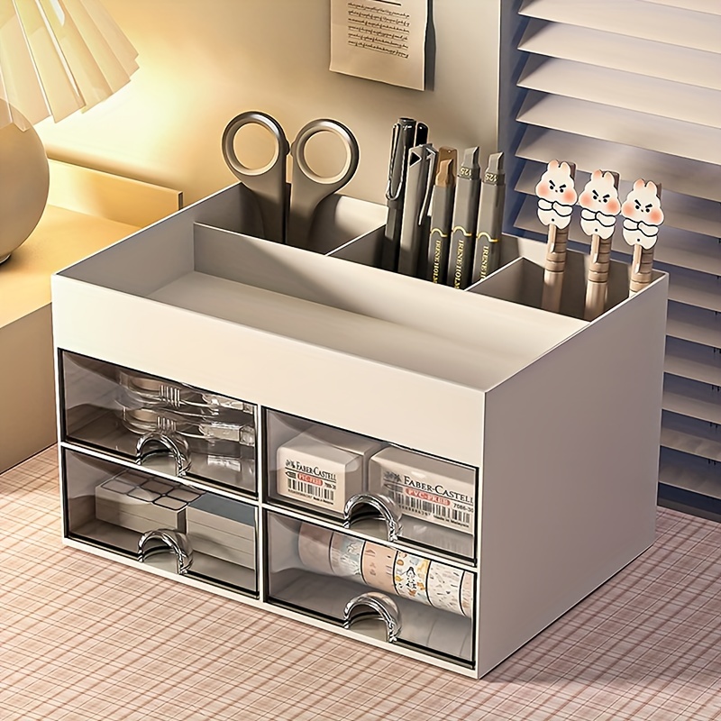 Acrylic 4 drawer Desktop Organizer With Open Tray Top For - Temu