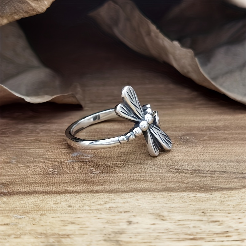 Men's Boho Vintage Dragonfly Adjustable Ring, Wedding Party