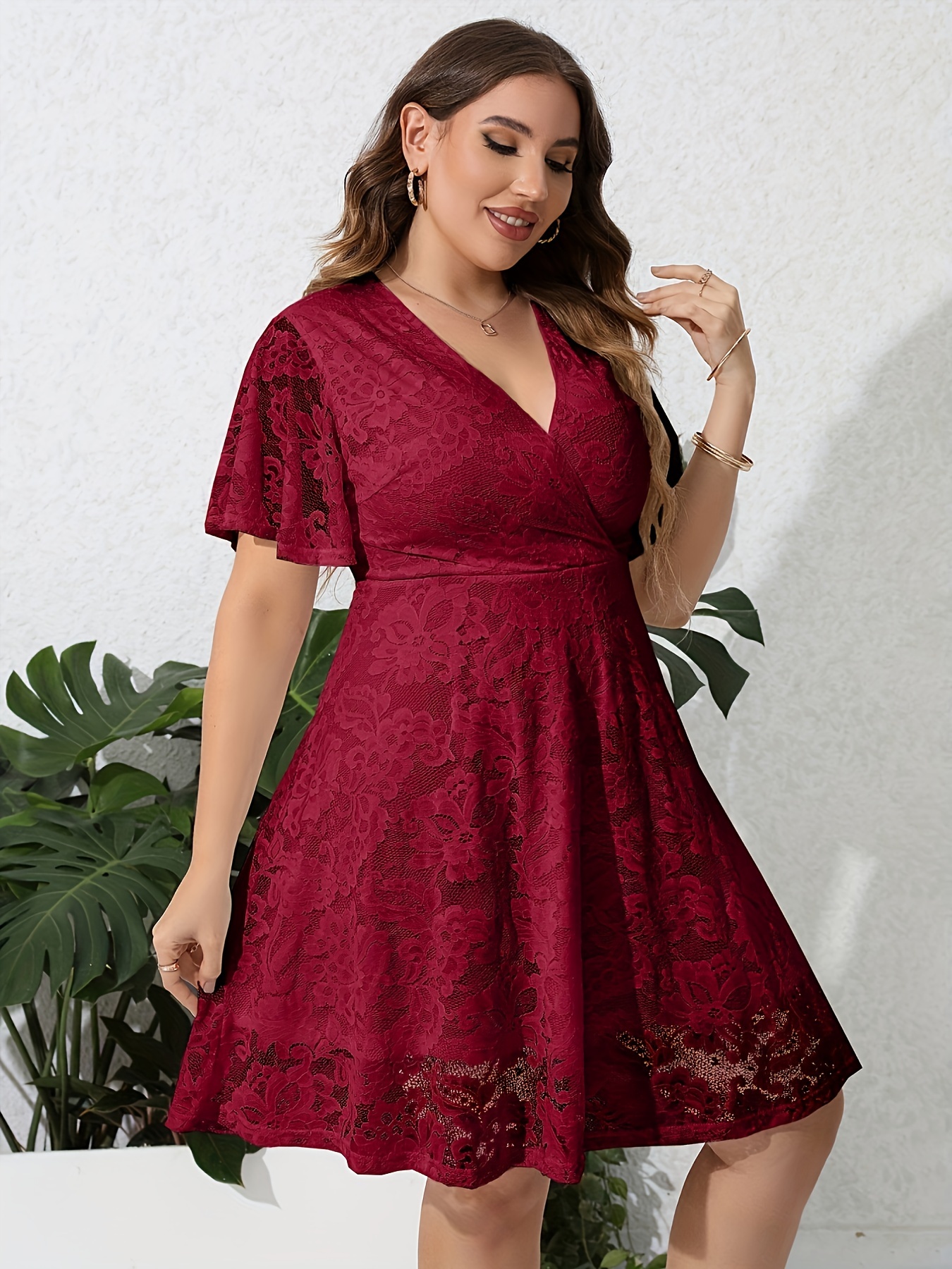 Lace midi dress hot sale plus size