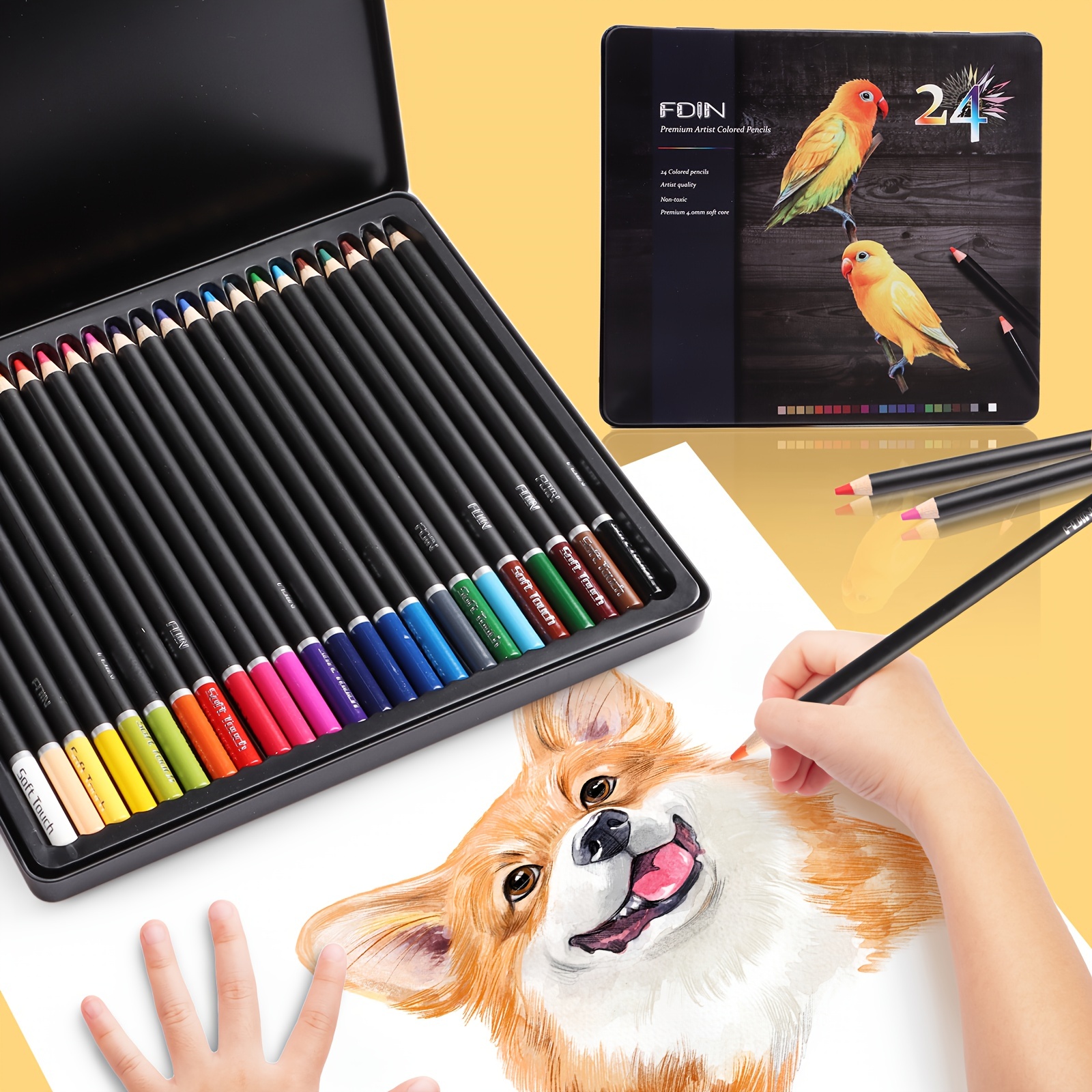 50pcs Metal Color Pencil Set - Perfect For Students And Art Enthusiasts -  Soft Core And Metallic Gold Pencils, For Drawing And Sketching