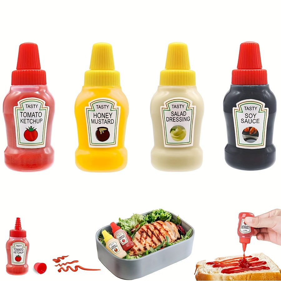 2/4 pièces, mini bouteilles de sauce, mini bouteilles de ketchup, bouteille  à presser pour condiments