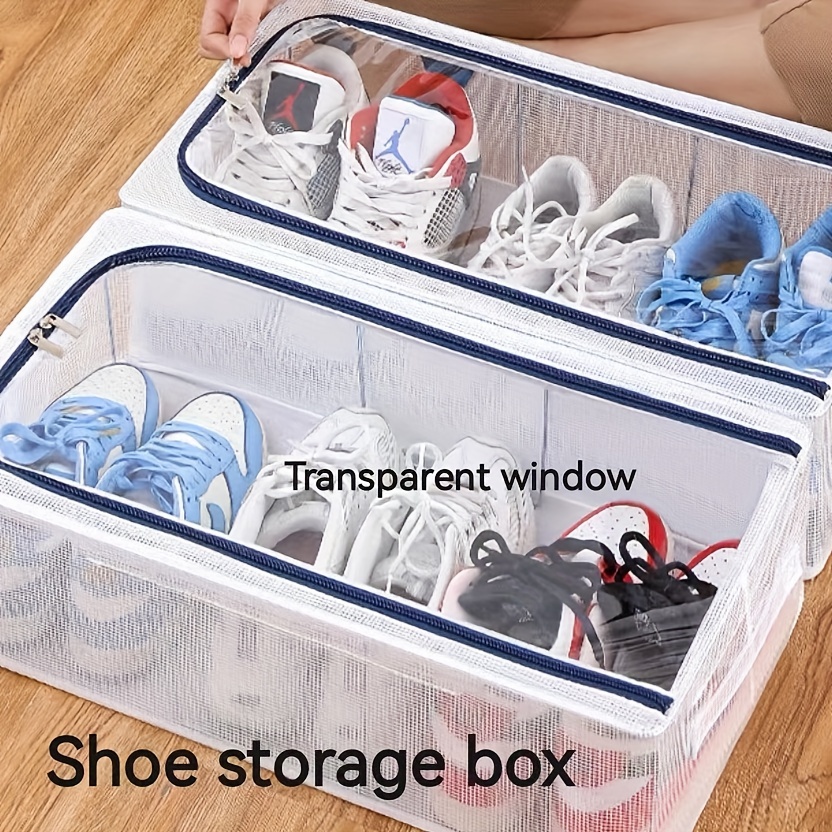 Organizador de zapatos transparente grueso, caja de almacenamiento