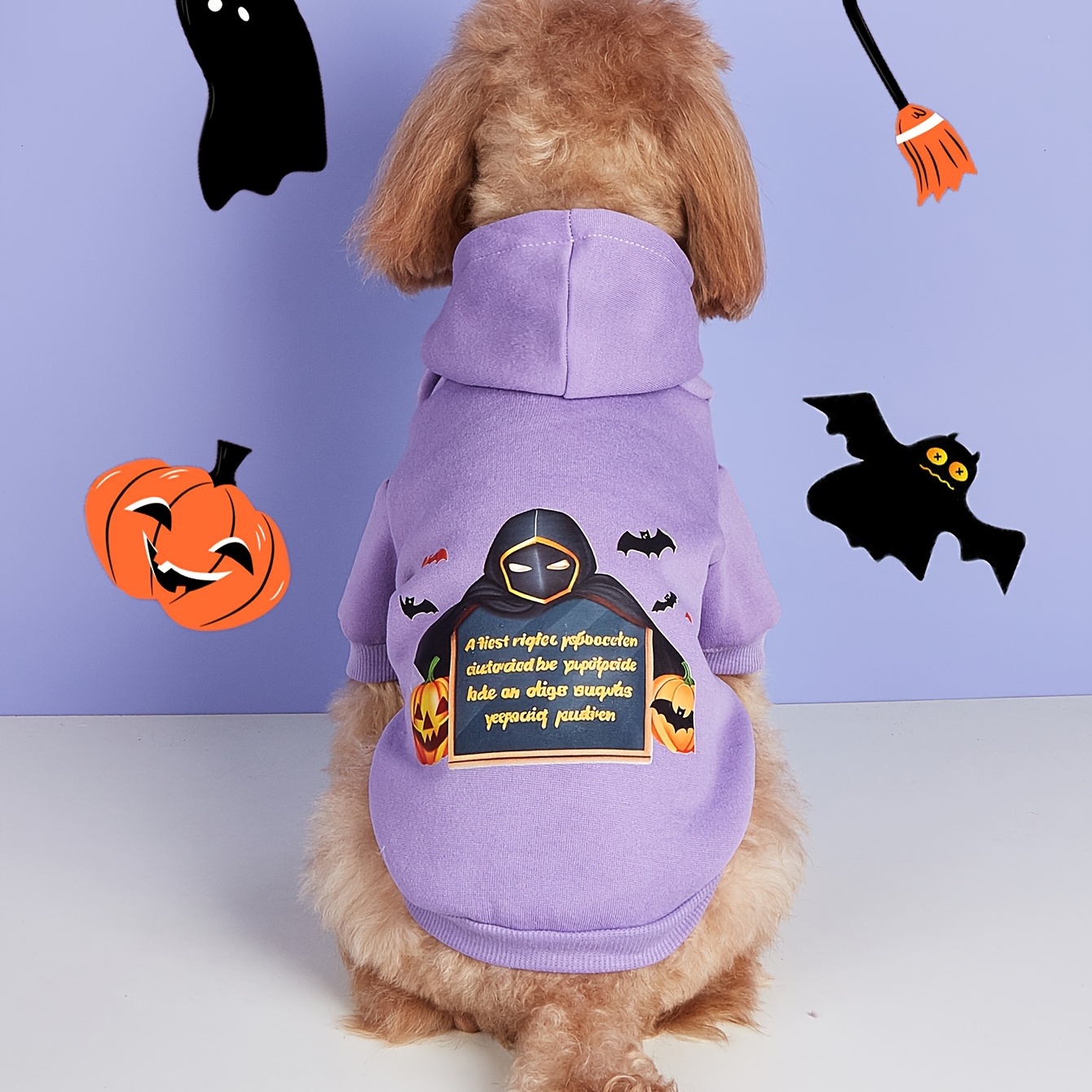 

1pc Halloween Design Grim Reaper Graphic Pet Hoodie For Autumn And Winter Dog Warm Clothes
