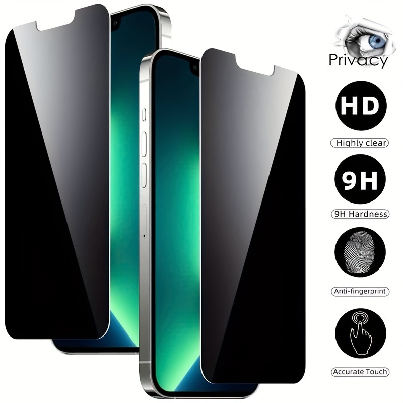 

2pcs For 15, 14, 13, 12, 11 Pro Max Privacy Screen Protector, Anti Fingerprint, Privacy Protection Glass Screen
