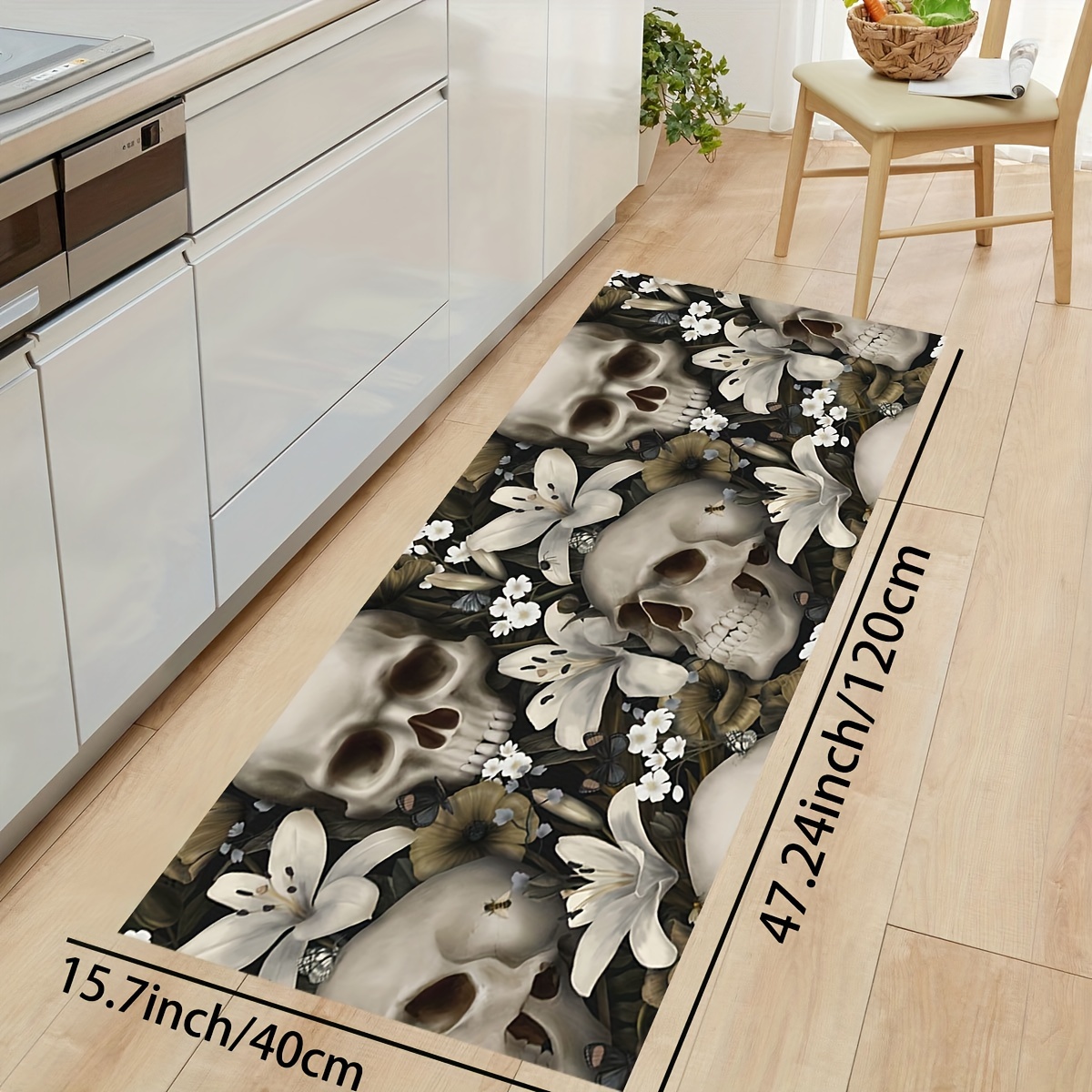 Gothic Skull Print Kitchen Mat Household Non slip Runner Rug - Temu