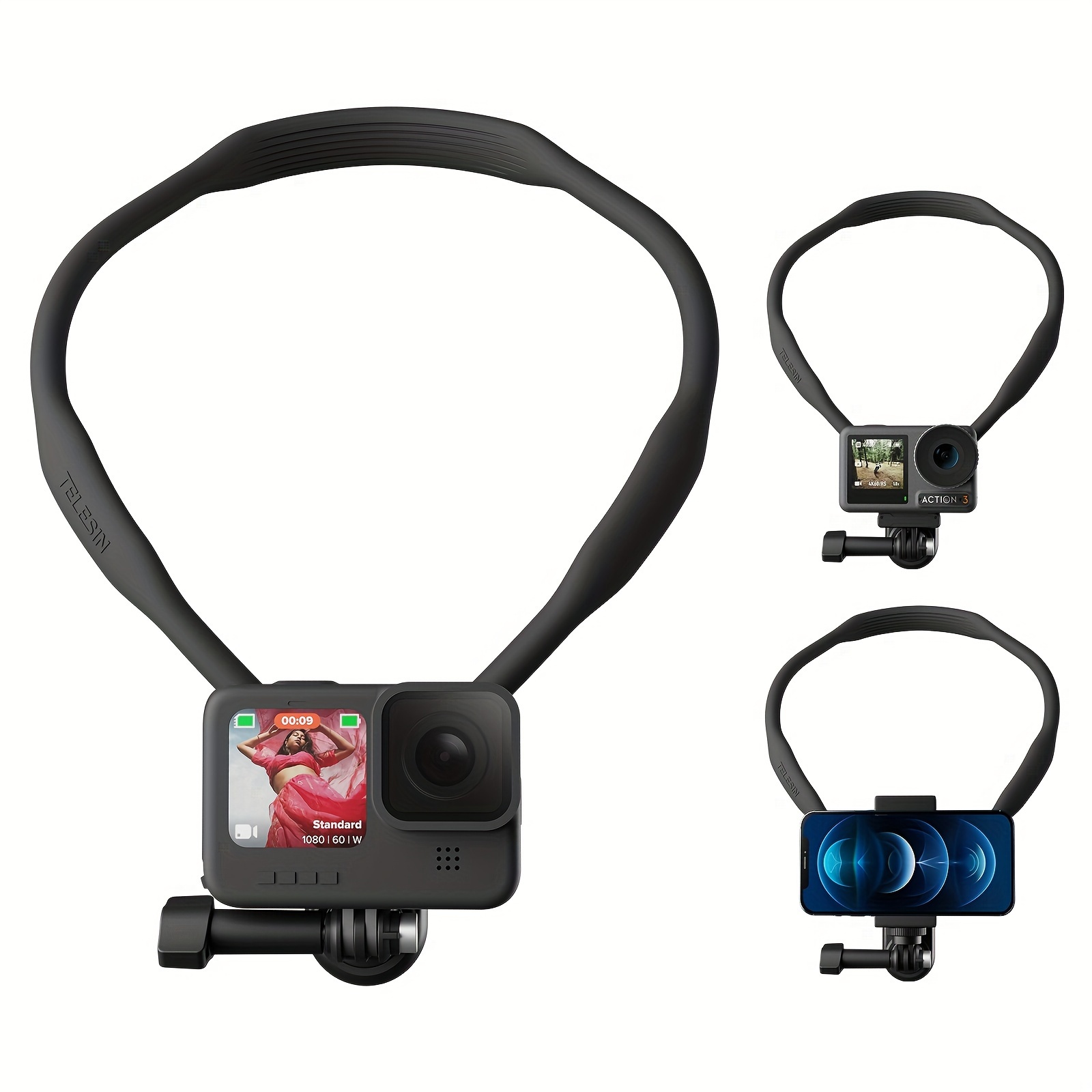 Support de cou réglable paresseux PULUZ pour caméras d'action GoPro (noir)