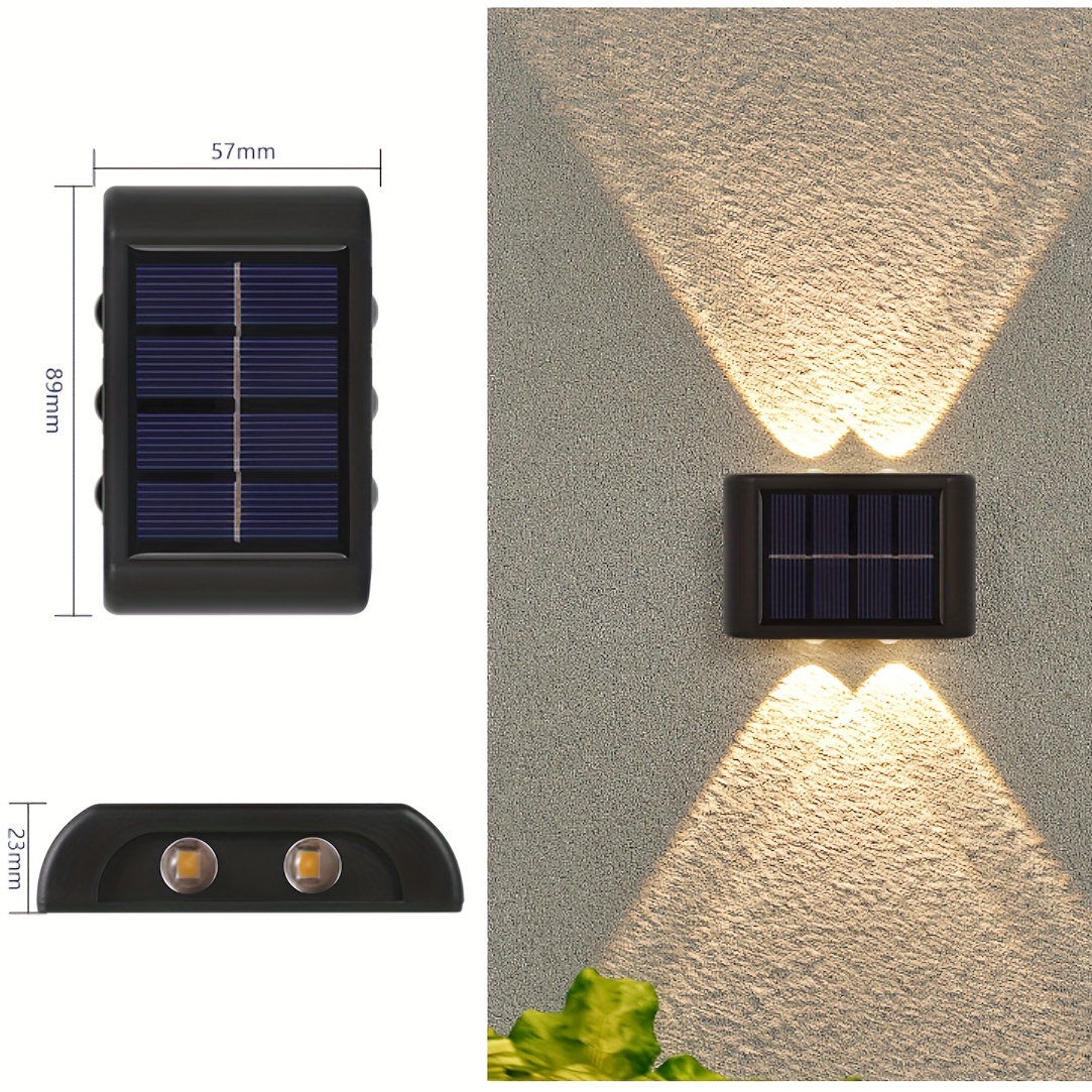 1 Applique Murale Solaire Haut Et Bas, Éclairage Extérieur Étanche À LED,  Éclairage Solaire De Clôture Pour Cour Extérieure, Jardin, Pelouse, Patio