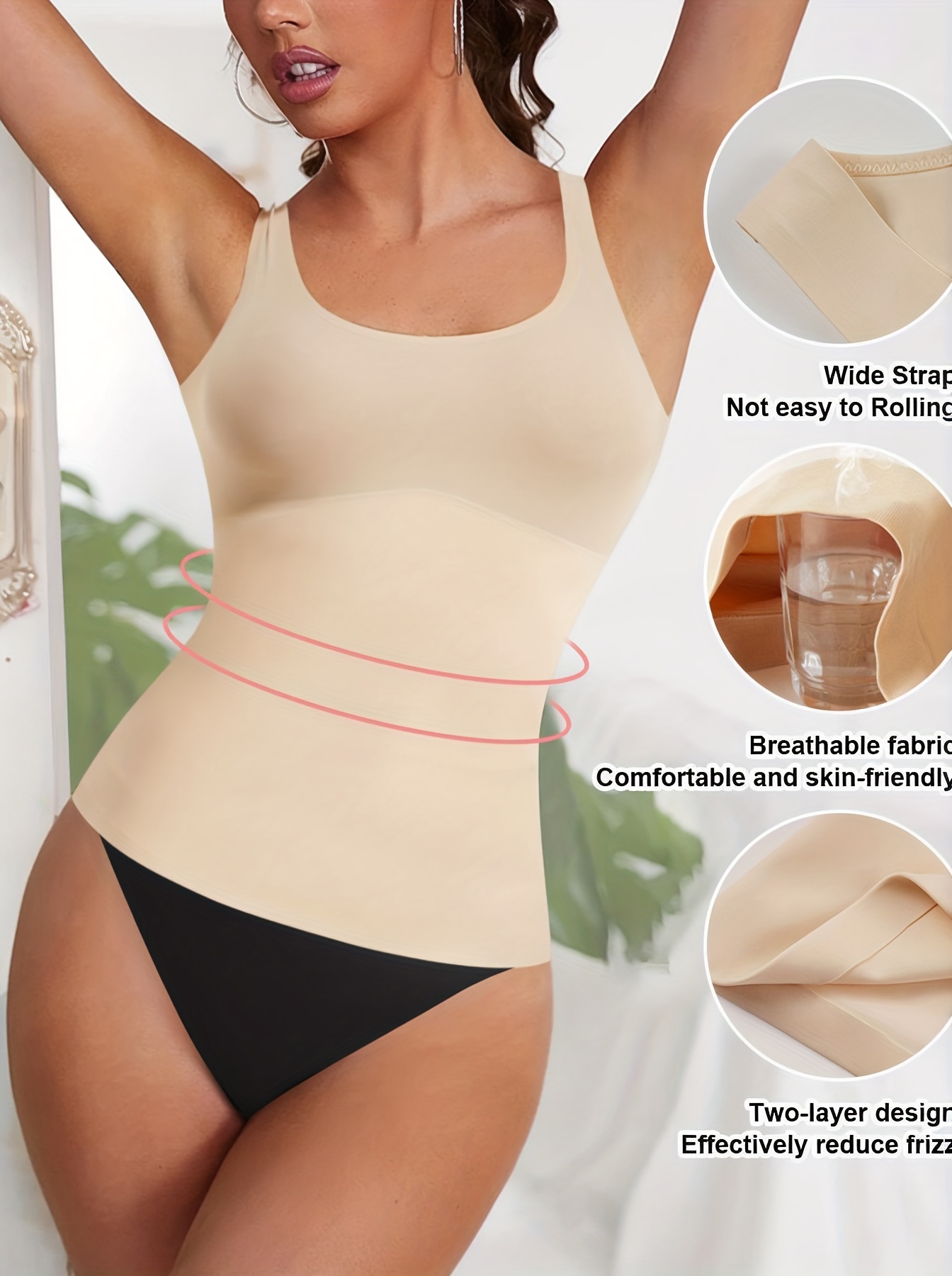 Compression Tank Cami - Tummy And Waist Control Body Shapewear  Camisole For Women Black