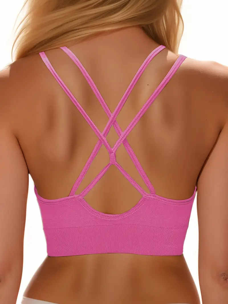 Criss Cross Back Sports Bra Comfy Breathable Running Workout