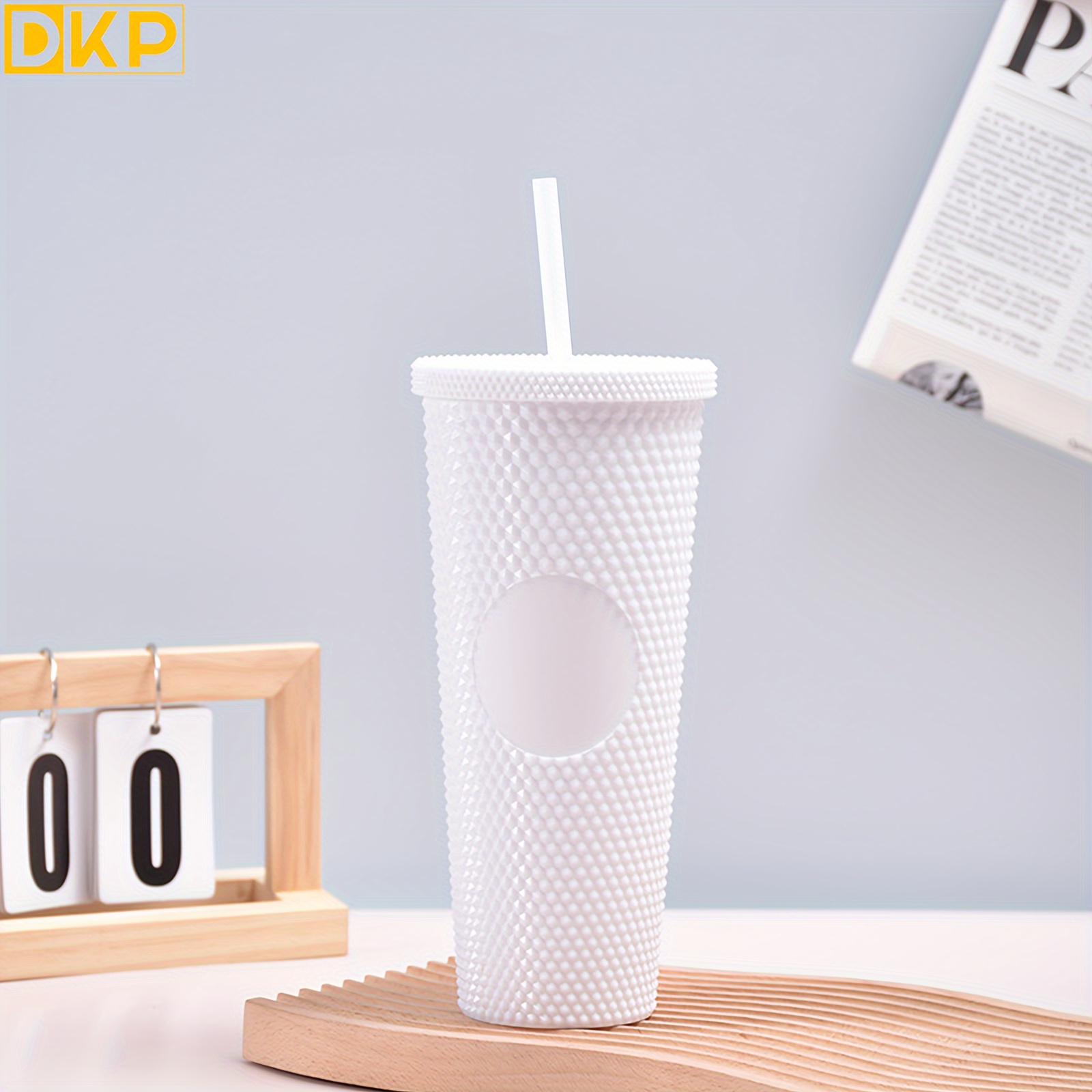 Matte Studded Double Wall Water Tumbler with Straw and Leak Proof