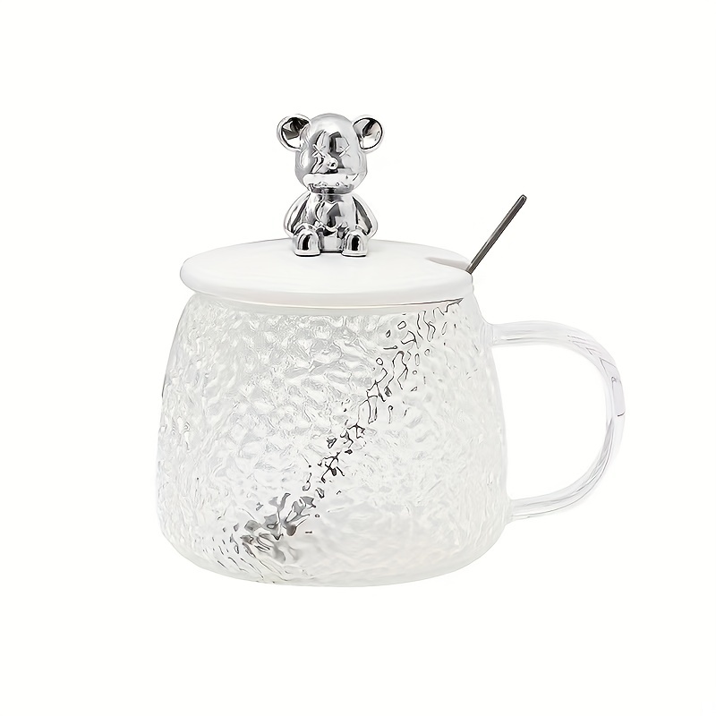 Bear Tumbler With Lid, High Temperature Resistant High-value Transparent Glass  Water Cup, Household Straw Glass Cup - Temu