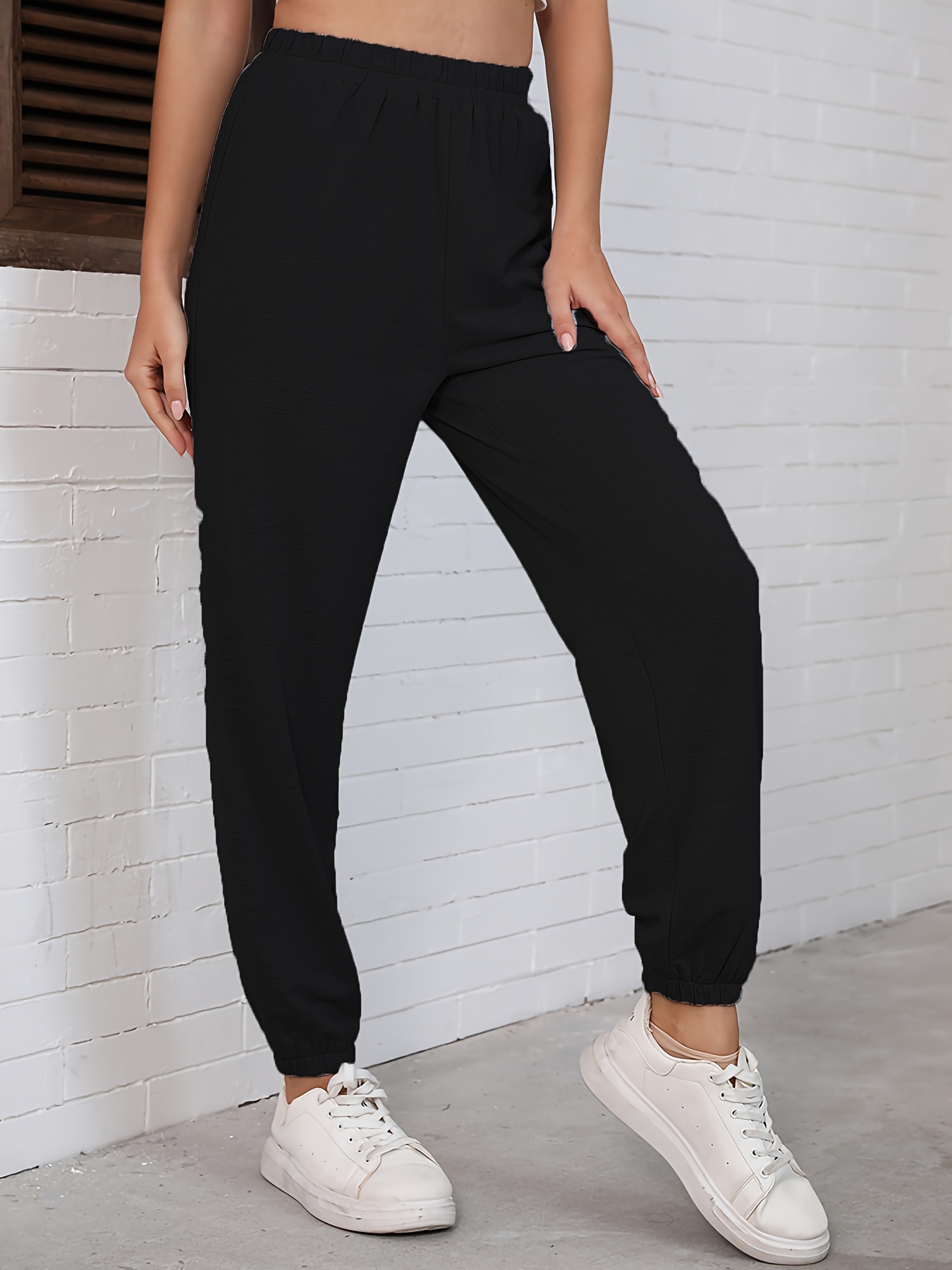 Pantalones Jogger Cintura Alta Franja Lateral Pantalones - Temu