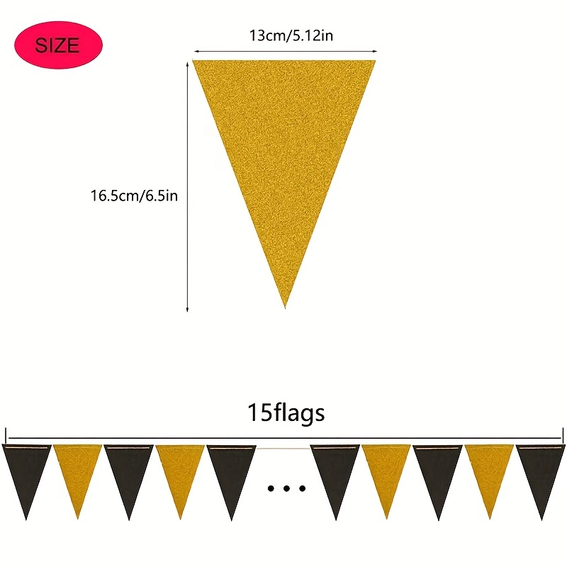 Black And Gold Party Decorations Triangle Pennant - Temu