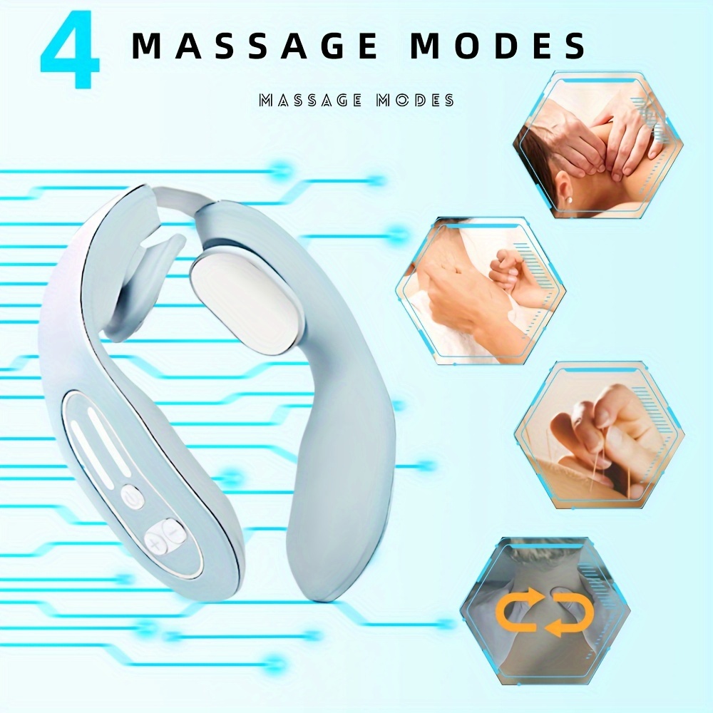 Ems Neck Acupoints Lymphvity Massage Device,intelligent Neck Massager With  Heat, Electric Pulse Neck Massage, 4 Modes 12 Levels Neck Massager For Wome