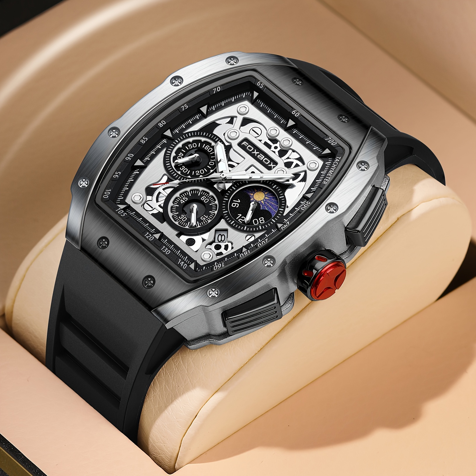 

Men's Fashion Sports Quartz Watches, Waterproof Wristwatch With Silicone Strap
