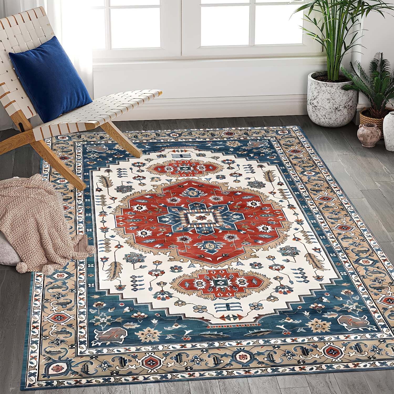 Non-slip Boho Rugs, Vintage Washable Small Area Rug, For Bedroom Entryway,  Kitchen Laundry Room Hallway Bedside Dorm,home Decor, Room Decor - Temu