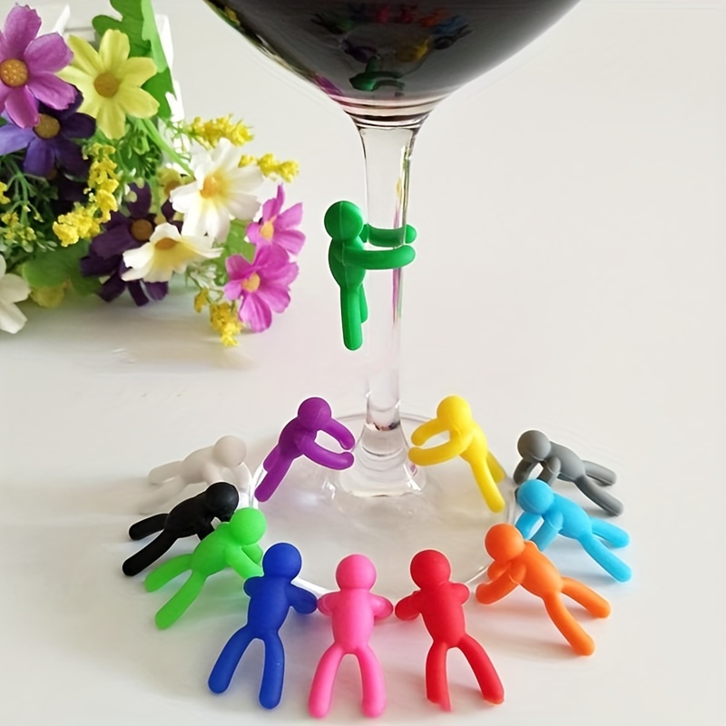 48 Pcs Wine Glass Charms Markers Drink Markers, Silicone Wine Glass Markers Glass Identifiers for Glass Cup Champagne Flutes Cocktails, Martinis