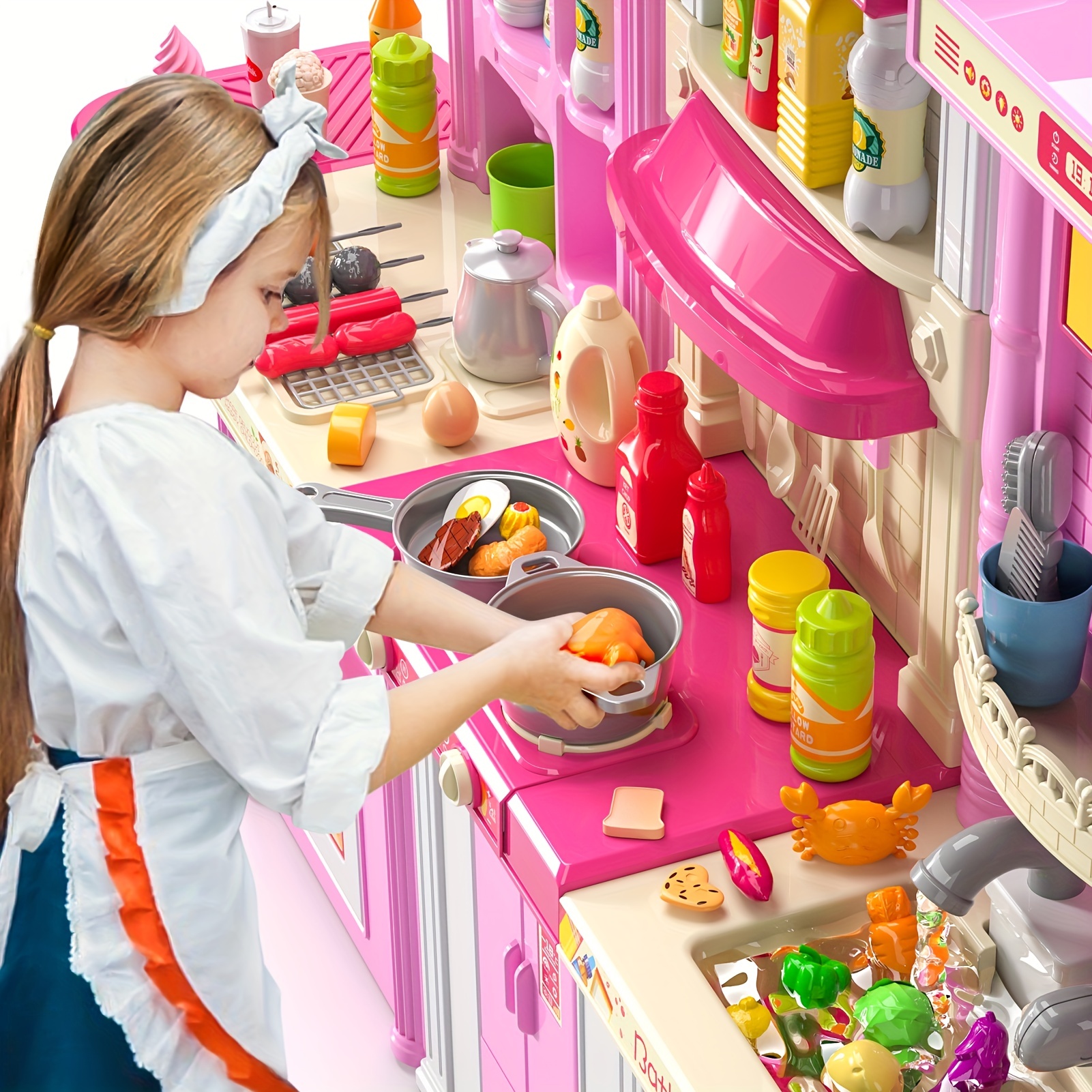 STEAM Life Juego de accesorios de cocina, juguete de comida para niños de 3  a 4 años, regalos para niñas pequeñas, juego de cocina para niños, ollas y