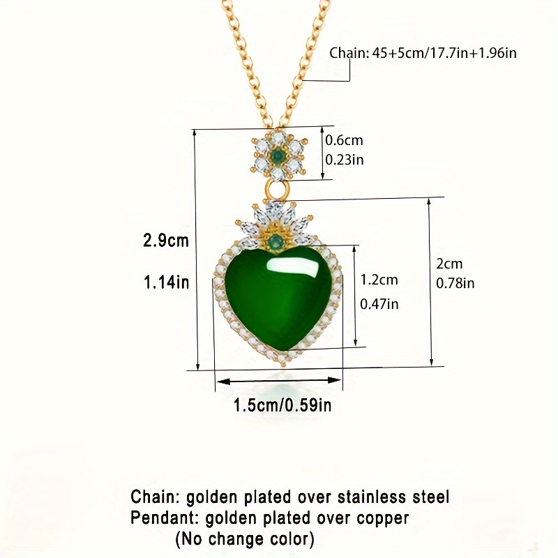 Green emerald heart on sale necklace