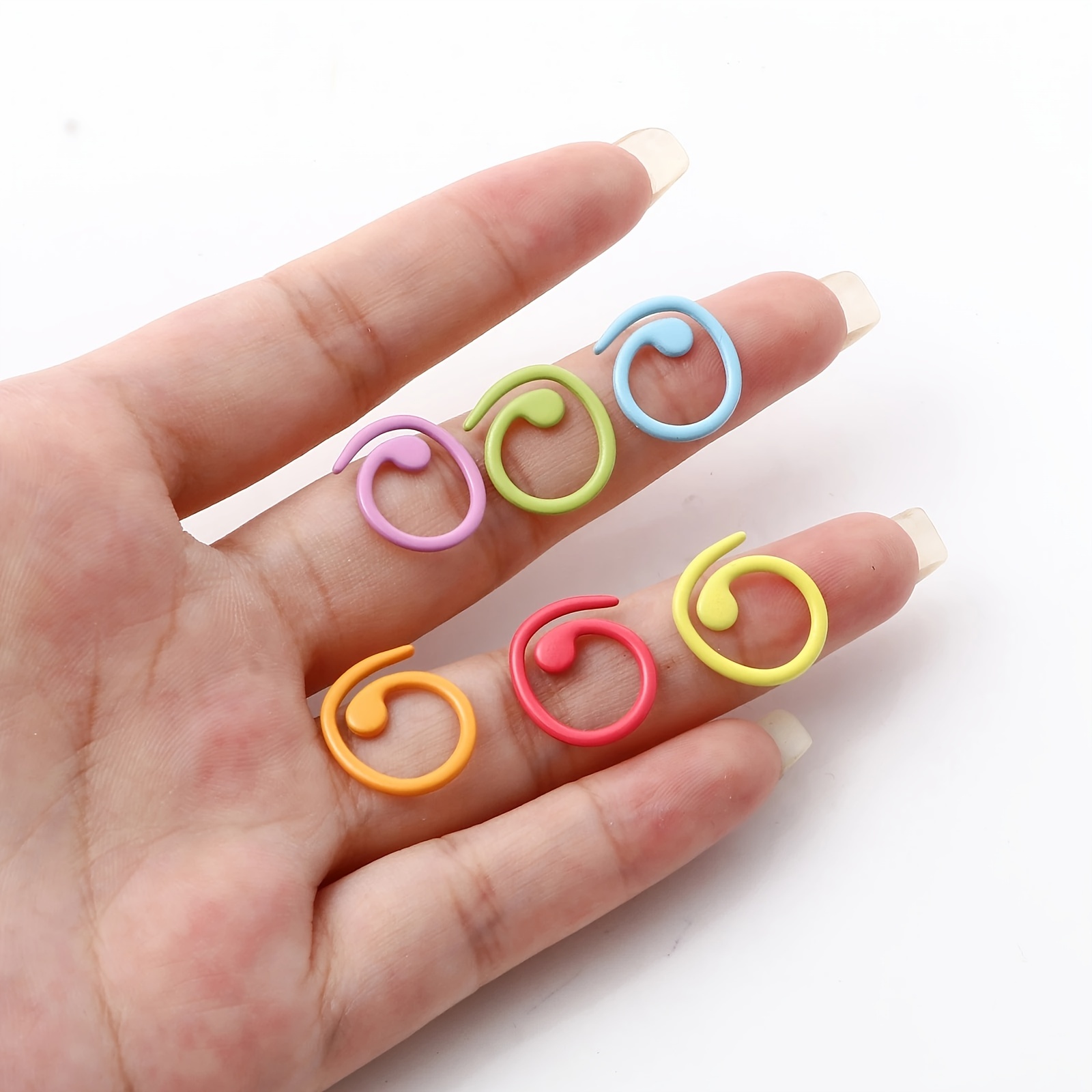 100Pcs Round Multicolor Plastic Knitting Crochet Locking Stitch Markers  Rings Clips No.01 