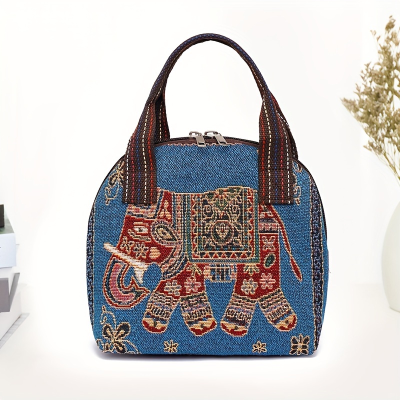Ethnic Style Canvas Handbag Butterfly Embroidery Dome Purse Temu