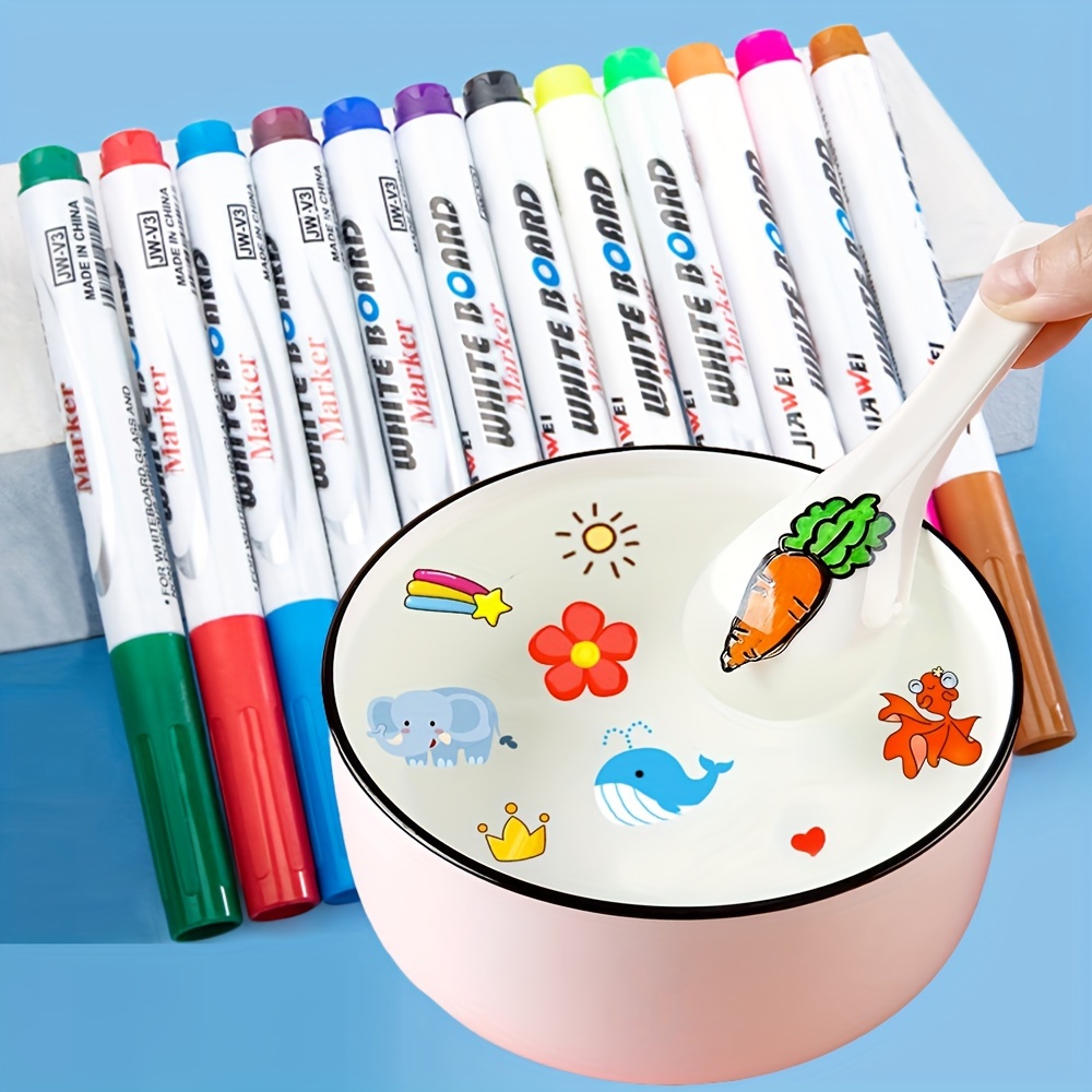 Colorful Whiteboard Markers Magical Water Painting Pens with Spoon Washable  Floating Doodle Pens for Kid Birthday Gifts