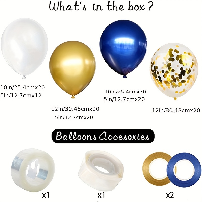 Kit Guirlande Ballons Bleu Marine Or 146 Pièces Ballons Bleu