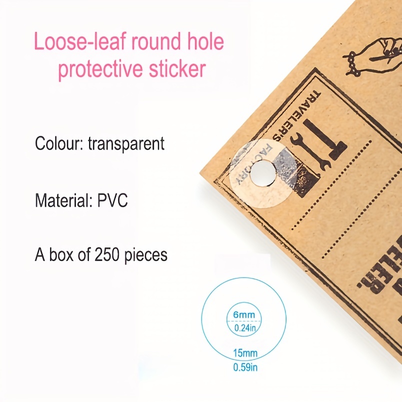 250 Labels Self-Adhesive Hole Punch Protector Loose-Leaf Paper Hole  Reinforcement Labels Round Stickers for