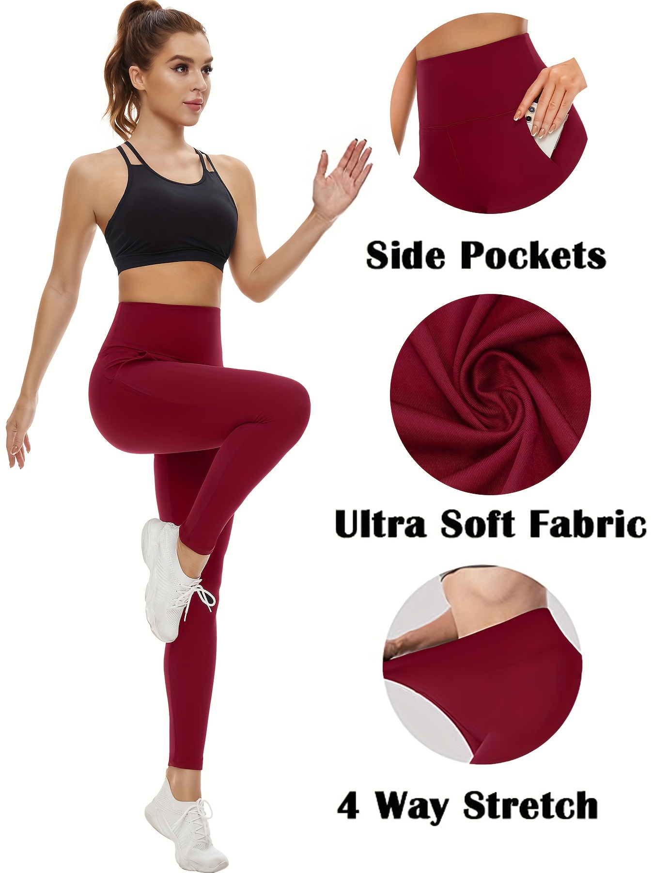 4 Pack Leggings for Women - High Waisted Stretchy