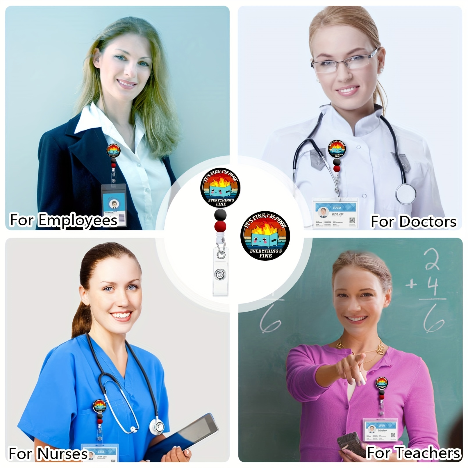 Silicone Beaded Badge Reel, Nurse ID Badge Reel, Nurse Accessories, Retractable Badge Reel, Teacher Badge Reel, Work Badge, Badge Reel