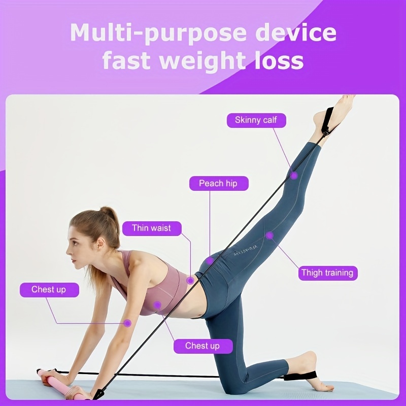 Portable Pilates Stretch Rope Gym Stick Yoga Exercise Bars Pilates Trainer  Tool