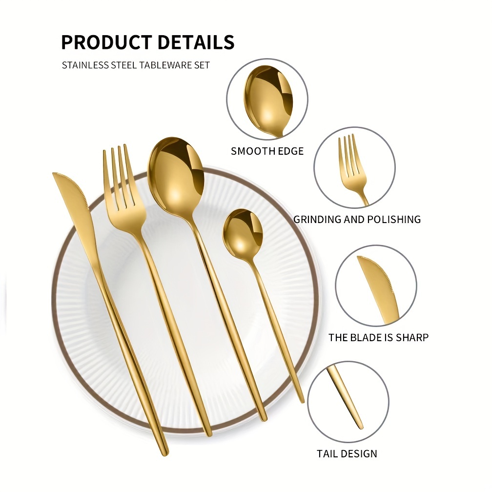24pcs Stainless Steel Cutlery Coffee Spoon Salad Fork