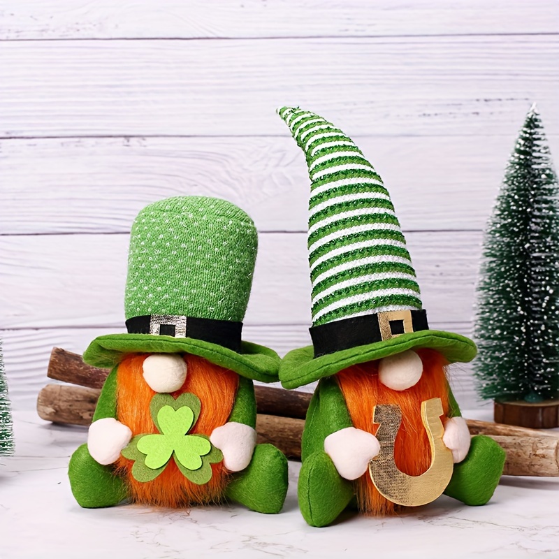 Ramiter Irish Festival Green Plush Decor Plush Doll Irish Festival Figurine  Home Table Ornaments Cute Doll 