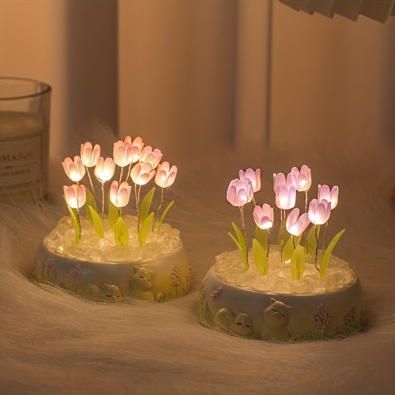Lámpara de nube de tulipanes de 20 flores, espejo de nube de tulipán, luces  nocturnas para dormitorio, regalo creativo para adolescentes, parejas